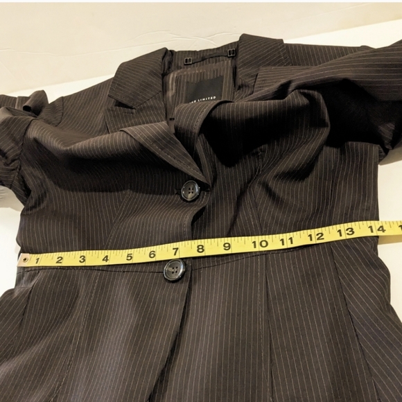 The Limited Vintage Blazer Brown Pinstripe Peplum 2 Button Fully Lined - Picture 12 of 16